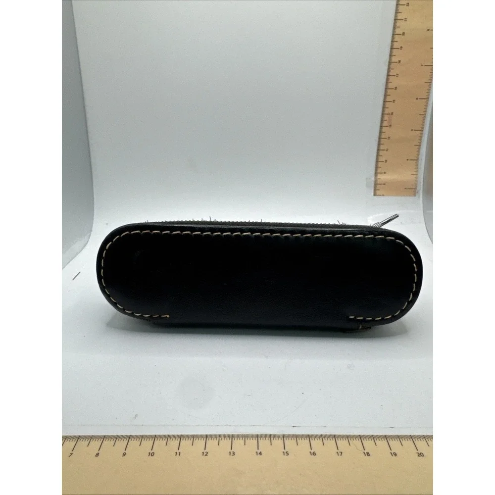 Vintage Swank Clothes Brush Travel Grooming Case Cowhide Leather With Razor
